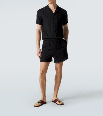 Gucci Web Stripe-embellished Flip Flops In Black