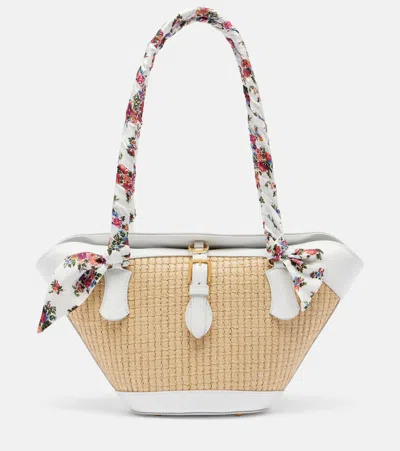 Dolce & Gabbana Borsa A Spalla Coffa Capri In Rafia Con Stampa Floreale Dolce E Gabbana In Sand