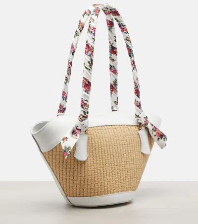 Dolce & Gabbana Borsa A Spalla Coffa Capri In Rafia Con Stampa Floreale Dolce E Gabbana In Sand