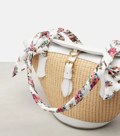 Dolce & Gabbana Borsa A Spalla Coffa Capri In Rafia Con Stampa Floreale Dolce E Gabbana In Sand
