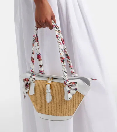 Dolce & Gabbana Borsa A Spalla Coffa Capri In Rafia Con Stampa Floreale Dolce E Gabbana In Sand