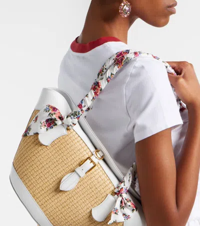 Dolce & Gabbana Borsa A Spalla Coffa Capri In Rafia Con Stampa Floreale Dolce E Gabbana In Sand