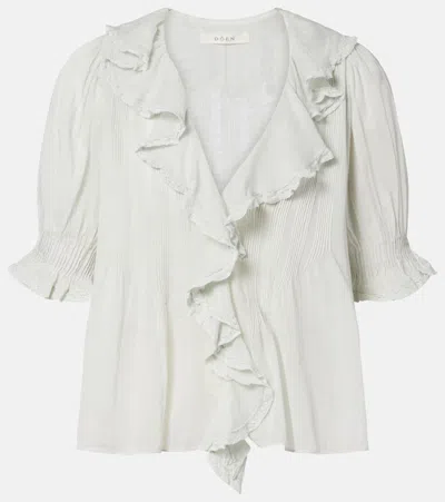 Doen Henri Ruffled Pintucked Broderie Anglaise Cotton Top In White