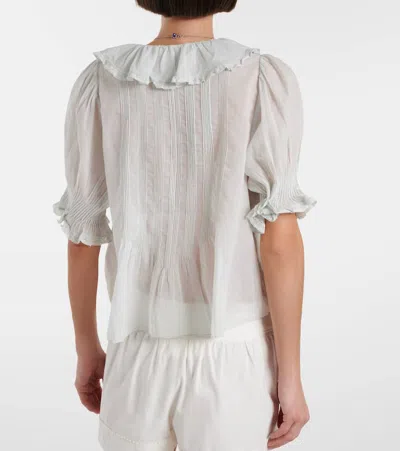 Doen Henri Ruffled Pintucked Broderie Anglaise Cotton Top In White