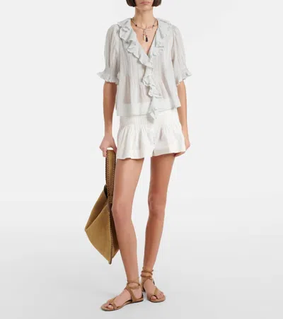 Doen Henri Ruffled Pintucked Broderie Anglaise Cotton Top In White