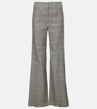Veronica Beard Jude High Waist Wide Leg Glen Plaid Pants In Gray