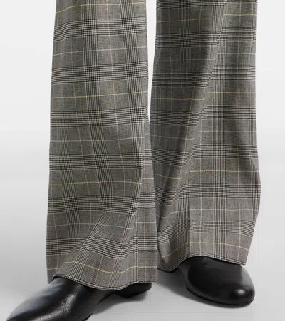 Veronica Beard Jude High Waist Wide Leg Glen Plaid Pants In Gray