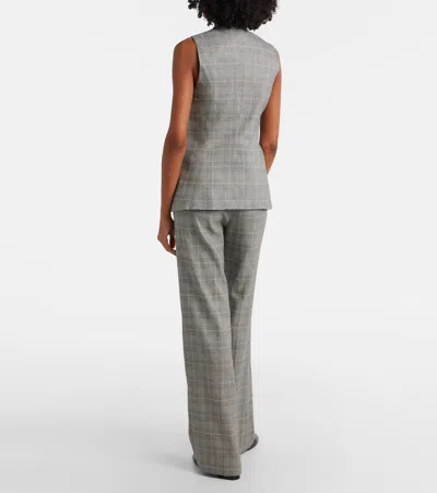 Veronica Beard Jude High Waist Wide Leg Glen Plaid Pants In Gray