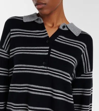 Nili Lotan Galvez Striped Cashmere Polo Sweater In Black