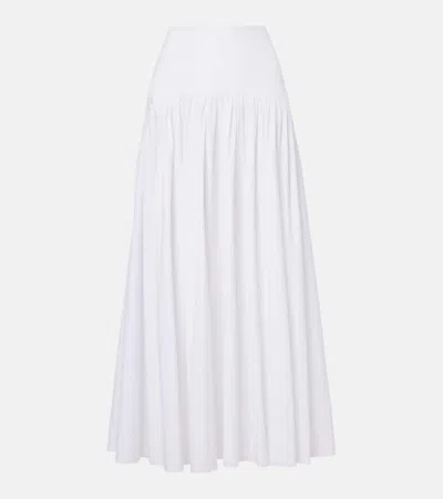 Staud Procida Cotton Popeline Maxi Skirt In White