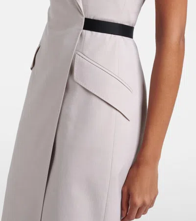 Max Mara Cime Stretch Cotton And Wool-blend Halterneck Maxi Dress In Neutral