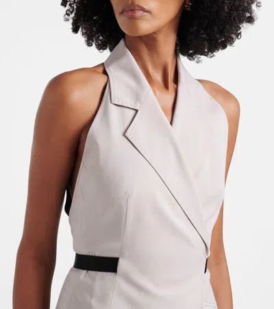 Max Mara Cime Stretch Cotton And Wool-blend Halterneck Maxi Dress In Neutral