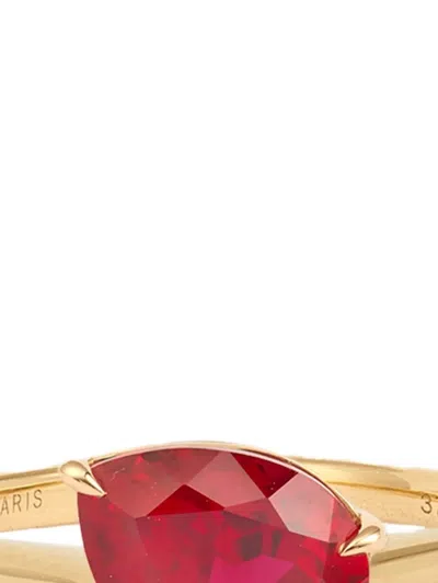 Persée 9k Yellow Gold Iris Ruby Ring In Red
