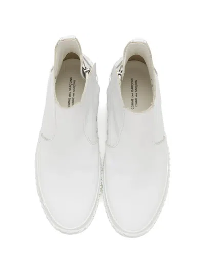 Comme Des Garçons Side-zip Ridge-sole Ankle Boots In White
