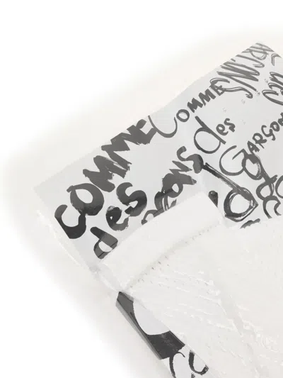 Comme Des Garçons Logo Socks In White