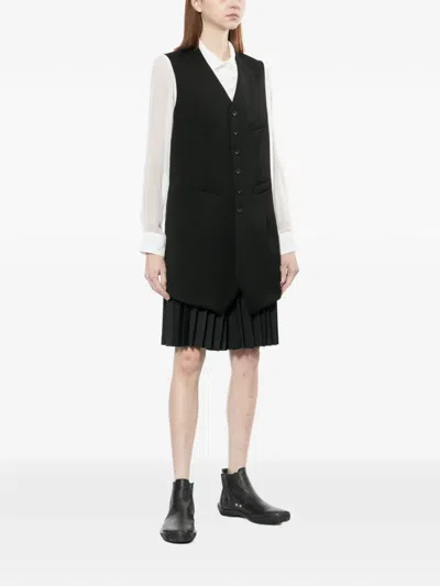Comme Des Garçons Tailored Waistcoat Sleeveless V Neck Detail In Black