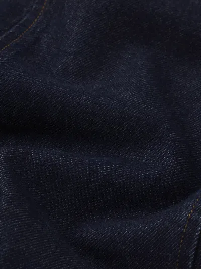 Frame Paneled Recycled Denim Mini Dress In Blue