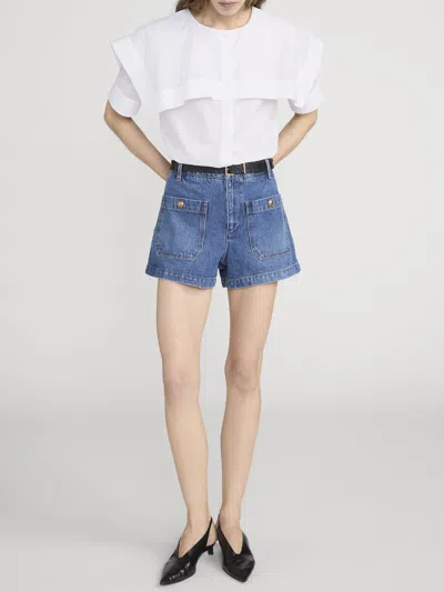 Frame Button-embellished Patch-pocket Shorts In Multi