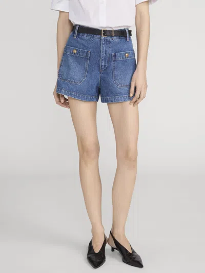 Frame Button-embellished Patch-pocket Shorts In Multi