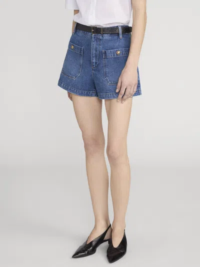 Frame Button-embellished Patch-pocket Shorts In Multi