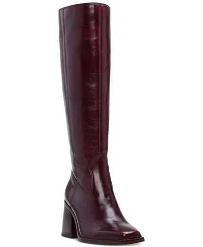 Vince Camuto Sangeti Boots Dark Mahogany Leather Knee High Rhs6944 In Multi