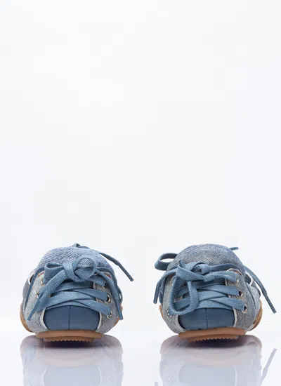 Acne Studios Bilaria Paneled Logo-print Denim Ballet Flats In Blue