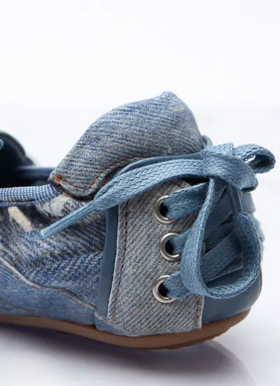 Acne Studios Bilaria Paneled Logo-print Denim Ballet Flats In Blue