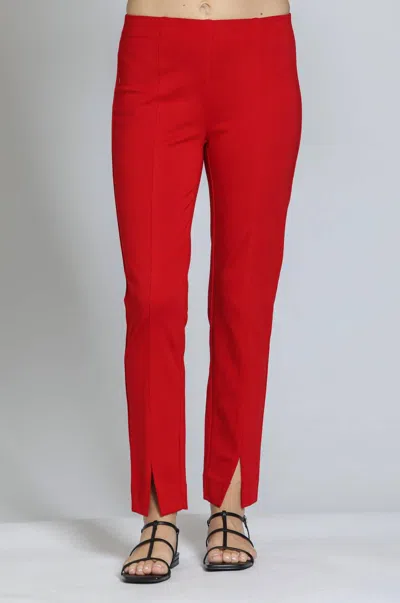Apny Split Hem Pull-on Crop Slim Pants In Red