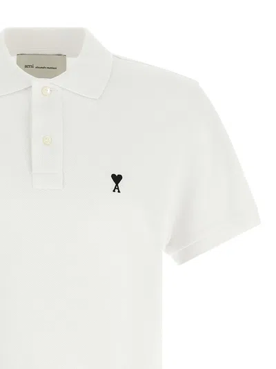 Ami Alexandre Mattiussi Ami Paris Men White Polo Shirt With Adc Embroidery On The Front And Classic Collar In Cotton Man In Multi