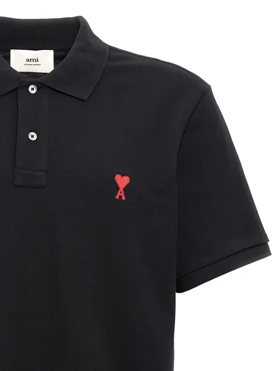Ami Alexandre Mattiussi Ami Paris Men Black Polo Shirt With Adc Embroidery At The Front In Cotton Man