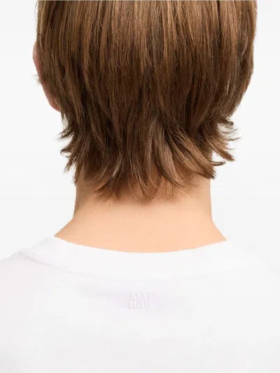 Ami Alexandre Mattiussi De Caur Embroidered Organic Cotton-jersey T-shirt In White