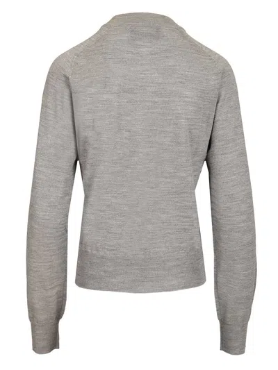 Ami Alexandre Mattiussi Grey Wool Crewneck Ami De Coeur Cardigan Grey In Gray