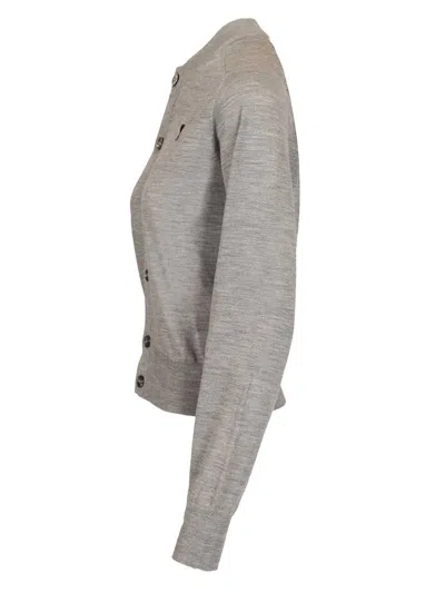 Ami Alexandre Mattiussi Grey Wool Crewneck Ami De Coeur Cardigan Grey In Gray