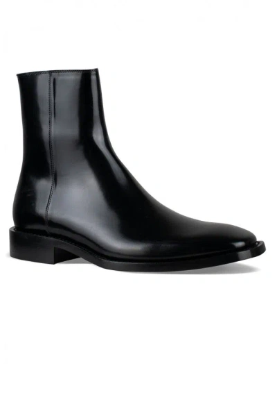 Balenciaga Square-toe Leather Boots In Black