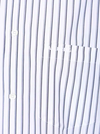 Balenciaga Women White Shirt With Button-down Collar Striped Motif And Front Pocket In Cotton Woman In Multi