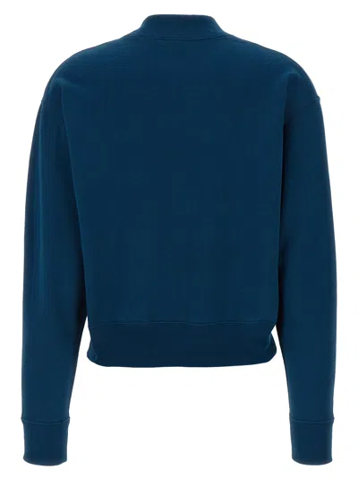 Chloé Blue Crewneck Sweatshirt With Logo Lettering Print In Cotton Woman In Blue
