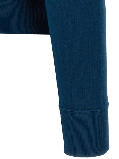 Chloé Blue Crewneck Sweatshirt With Logo Lettering Print In Cotton Woman In Blue