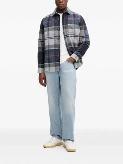 Barbour Checked Long-sleeved Overshirt In Blue