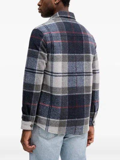 Barbour Checked Long-sleeved Overshirt In Blue