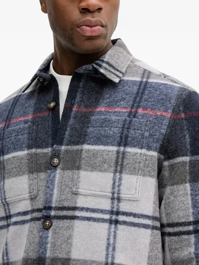 Barbour Checked Long-sleeved Overshirt In Blue