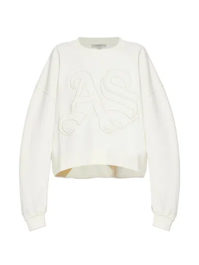 Allsaints Womens Sea Green Pippa Snarl Logo-embroidered Cotton Sweatshirt In Neutral