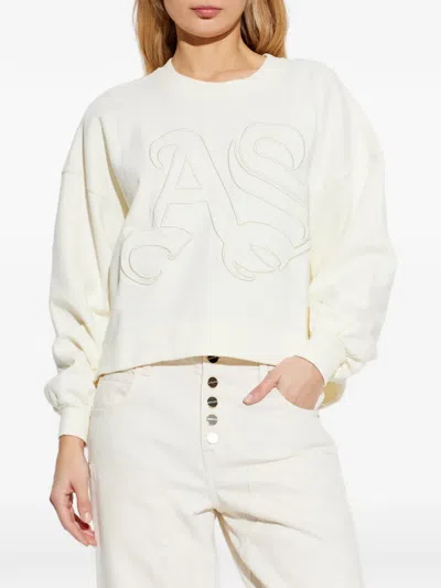 Allsaints Womens Sea Green Pippa Snarl Logo-embroidered Cotton Sweatshirt In Neutral