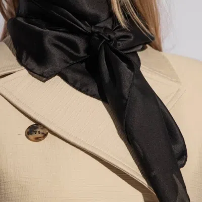 Saint Laurent Black Silk Scarf In Black