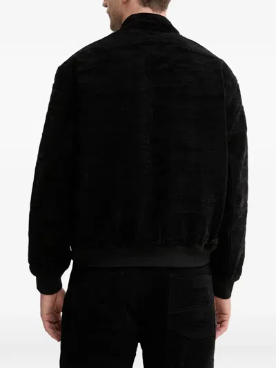 Armani Exchange Textured Bomber Jacket In Black