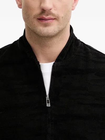 Armani Exchange Textured Bomber Jacket In Black
