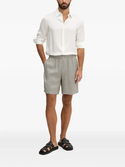 Armani Exchange Patterned Elasticated Shorts In Gray