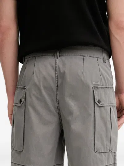 Armani Exchange Checked Cargo Shorts In Gray