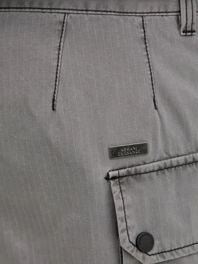 Armani Exchange Checked Cargo Shorts In Gray