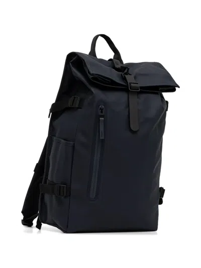 Rains Large Rolltop Buckled Backpack In Blue