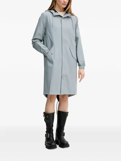 Rains Fishtail Flap-pockets Coat In Blue